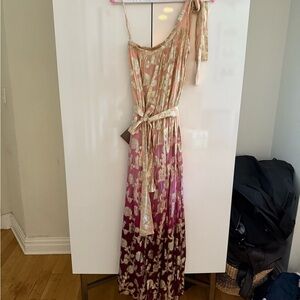 Miss June Paris One Shoulder Metallic Ombré Dress